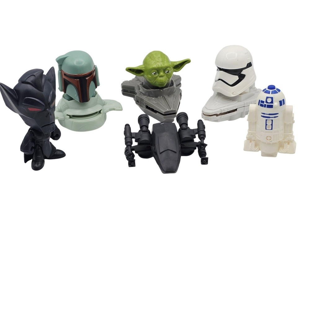 McDonald's‎ Star Wars Happy Meal Toy Figures Lot Yoda Boba Fett R2-D2 6 Pc Set